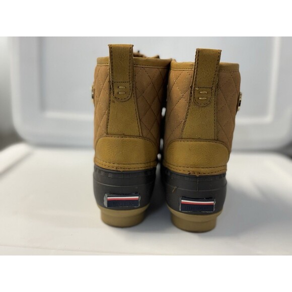 Tommy Hilfiger Boots Womens 8M Russel Duck Beige Leather Lace Up Casual Ankle - Picture 4 of 7